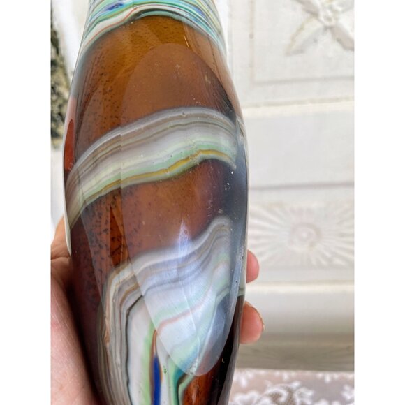 Vintage MCM Murano Encased Glass Conch Shell Brown Cobalt blue - Picture 8 of 12